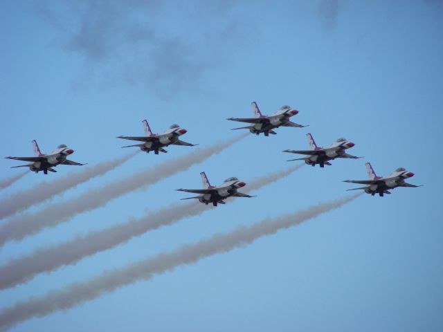 Lockheed F-16 Fighting Falcon — - MCAS Miaramar Airshow  San Diego, CA  Six ship formation with a 2 seat F-16 in the slot!