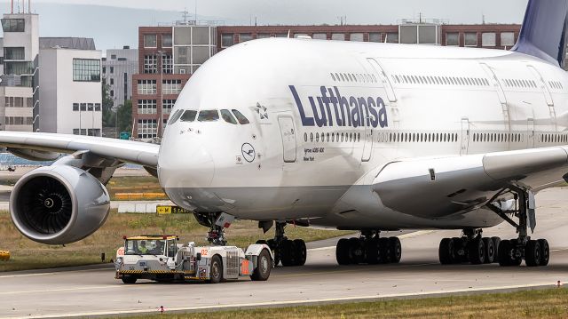 Airbus A380-800 (D-AIMH) - Tow to remote parking.