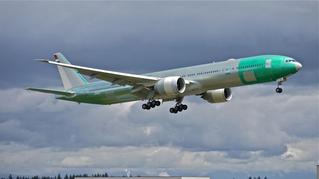 BOEING 777-300 (A6-ETP) - BOE94 on final to runway 16R to complete its maiden flight test on 5/30/13. (LN:1111  cn 41699).