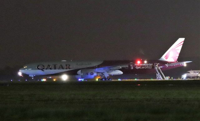 BOEING 777-300 (A7-BEB) - qatar b777-3dz(er) a7-beb after paint by iac into fifa world cup qatar 2022 livery at shannon 12/11/20.