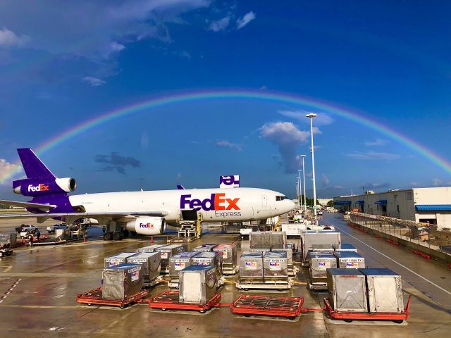 McDonnell Douglas DC-10 (N320FE) - Outstanding double rainbow