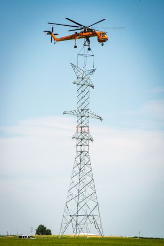 Cessna Cutlass RG (N237AC) - 1970 Erickson S64F C/N 64095 Power line construction in Southern Alberta Aug 9, 2014.