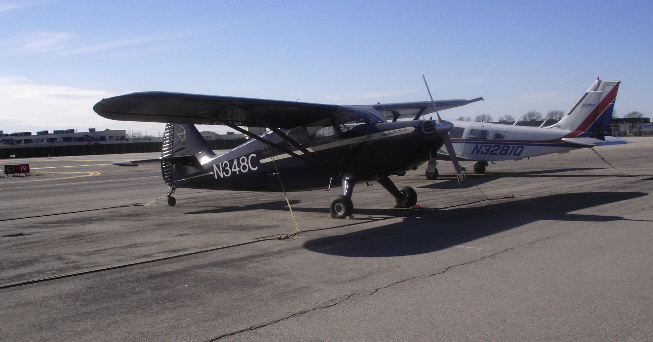 Piper 108 Voyager (N348C) - A fabulous restoration of a vintage 1947, Stinson 108-2 Voyager, appearing proud and confident, as it reminisces about the Good Ol Days of aviation.