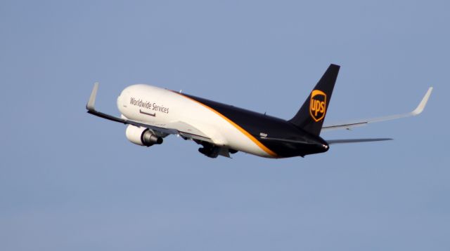 BOEING 767-300 (N303UP) - Shortly after departure is this 1995 United Parcel Service Boeing 767-34AF from the Autumn of 2020.
