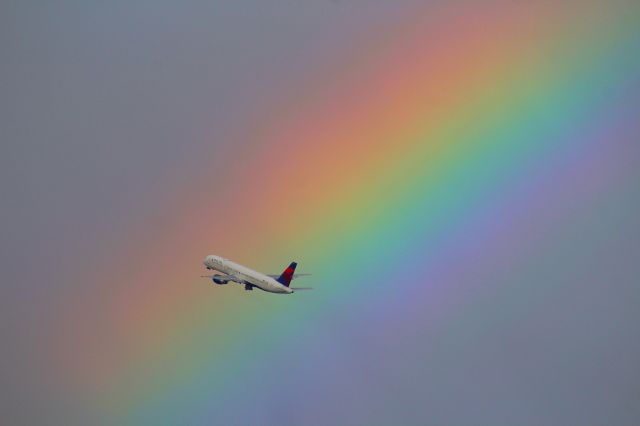 Boeing 757-200 — - Taking off into a rainbow on October 10, 2019