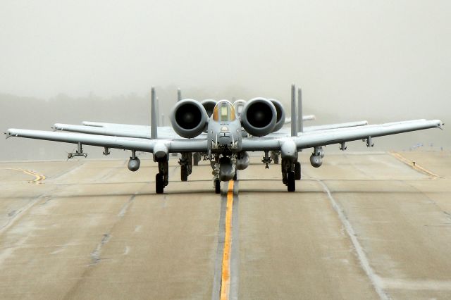 Fairchild-Republic Thunderbolt 2 — - Mazda flight of 6 taxiing down Alpha for departure to Keflavik, Iceland. From the 442nd Fighter Wing (442d FW)  assigned to the Tenth Air Force, Air Force Reserve Command, stationed at Whiteman Air Force Base, Missouri