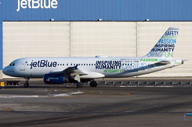 Airbus A320 (N598JB) - new jet blue special colors. Caring Safety Integrity Passion Inspiring Humanity