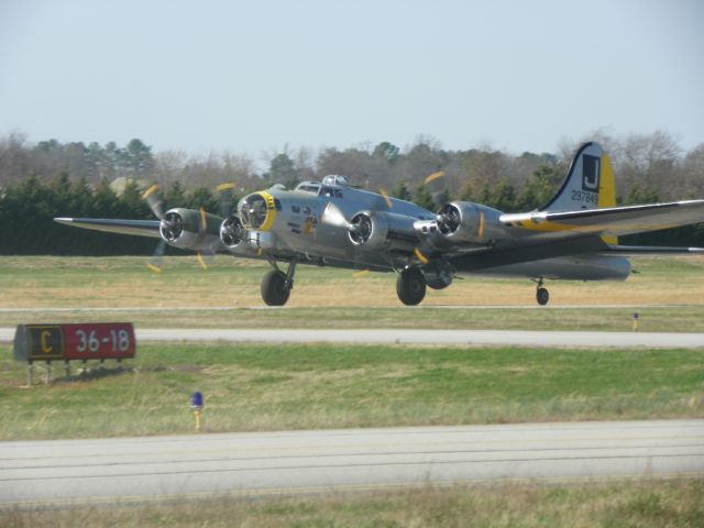 Boeing B-17 Flying Fortress (29-7849) - The B-17 Flying Fortress "Liberty Belle" landing on Runway 18 at Madison County Executive Airport in Meridianville, AL in March, 2011...