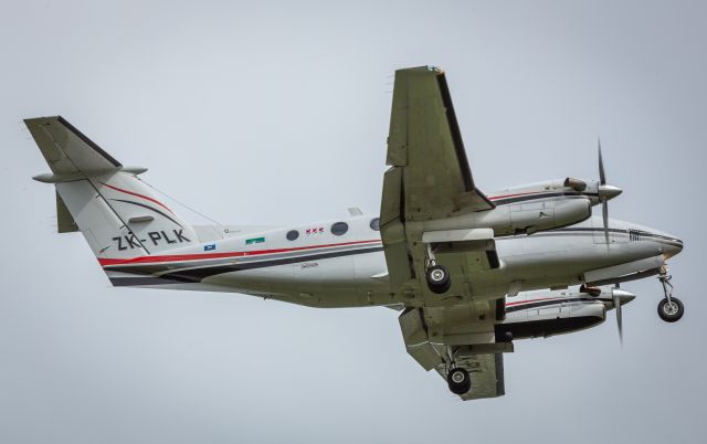 Beechcraft Super King Air 200 (ZK-PLK) - "SKL1" arrving from Wellington into a gusty NorWester.