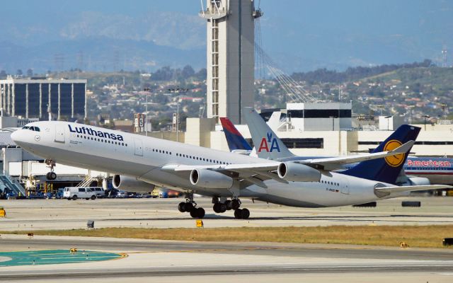 Airbus A340-300 — - Lufthansa Airbus A340 taking off @ KLAX.