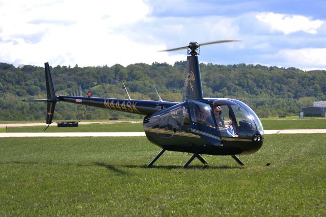 Robinson R-44 (N444SK) - "Well, I'm gonna need a passenger!"<br>Stratus Helicopters Robinson Raven R44 II, N444SK, waiting for takeoff on sight-seeing tour of Cincinnati, Ohio.