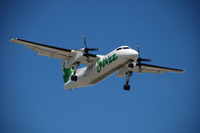 de Havilland Dash 8-200 (C-GONN) - Jazz Dash-8 landing at Torontos Pearson Airport.  July 15/08.