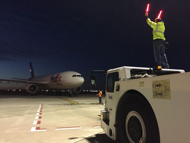 Airbus A300F4-600 (N731FD) - "Marshaling The Beast In" at Twilight