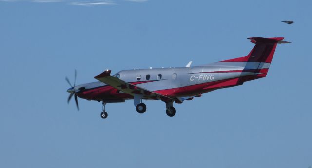 Pilatus PC-12 (C-FING) - On final is this 2018 Pilatus PC-12-47E in the Summer of 2019.