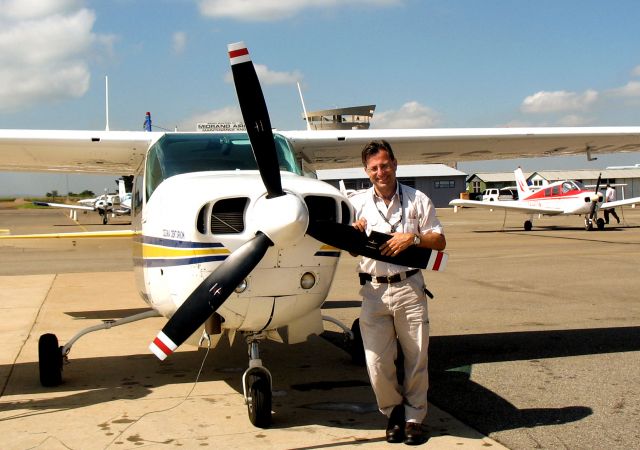 Cessna Centurion (ZS-AVB) - At Grand Central Airport, South Africa.