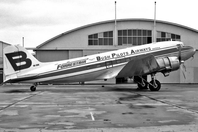 Cessna Skyhawk (VH-EDD) - BUSH PILOTS AIRWAYS - BPA - DOUGLAS C-47A SKYTRAIN (DC-3) - REG VH-EDD (CN 25367/13922) - CAIRNS QUEENSLAND AUSTRALIA - YBCS (18/8/1974) 35MM B/W NEGATIVE SCAN.