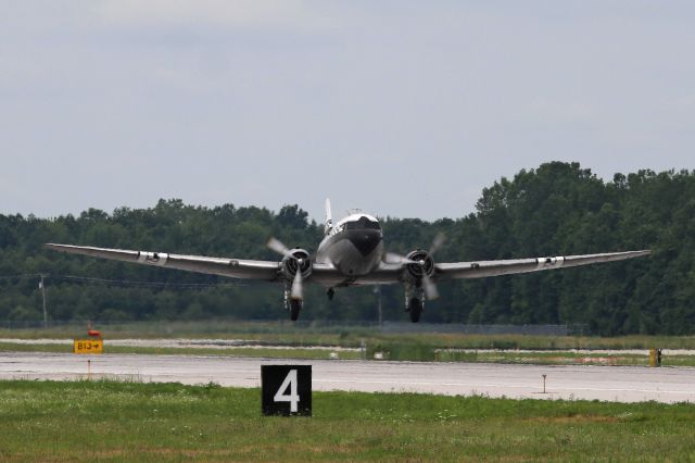 Douglas DC-3 (N43XX) - Departing RWY 7 heading for Oshkosh on 21 Jul 2019.