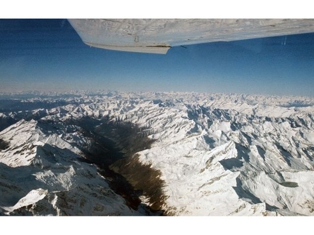 Cessna Centurion (ZS-AVB) - Crossing the Alps in FL180 on the way from Frankfurt, Germany to Johannesburg, South Africa.