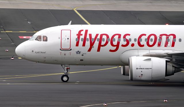 Airbus A320 (TC-NBP) - "Eylül Masal" on taxiway MIKE, DUS /EDDL, 02. Apr 2022