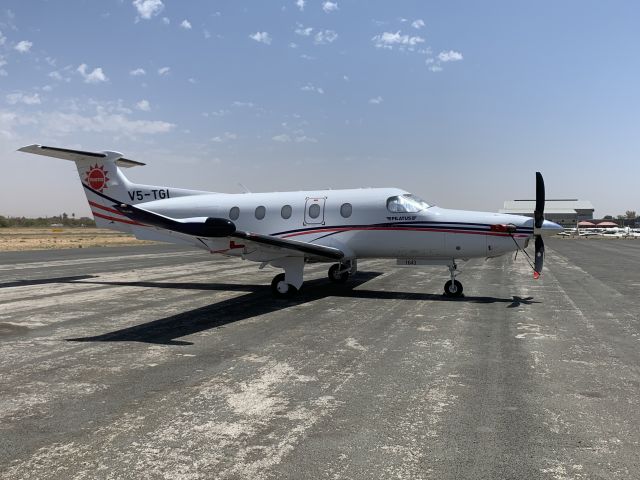 Pilatus PC-12 (V5-TGI) - At Windhoek-Eros airport, Namibia. 10 OCT 2019