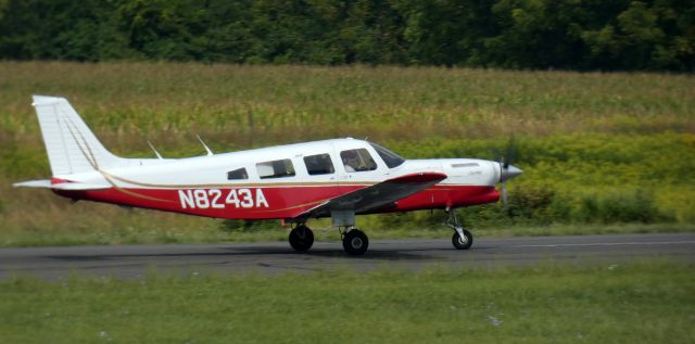 Piper Saratoga (N8243A) - Heading for a departure is this 1980 Piper PA-32-301T Saratoga Turbo at the Wings and Wheels Event in the Summer of 2023.