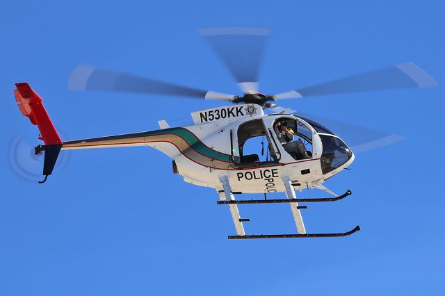 MD Helicopters MD 500 (N530KK) - LAS VEGAS METROPOLITAN POLICE DEPARTMENT - MD HELICOPTER INC 369FF - Flying over Nellis AFB in Nevada, USA during the air show on Nov. 08, 2014.