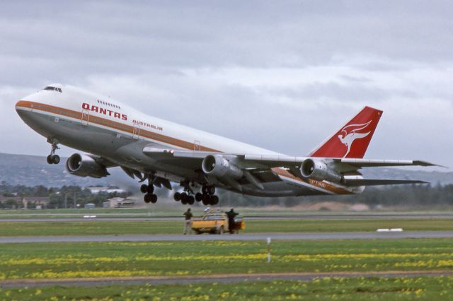 Boeing 747-200 (VH-EBJ) - Departing runway 05, Adelaide, South Australia September 2, 1984.