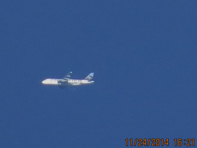 Airbus A320 (N216FR) - Frontier flight 423 from ATL to DEN over Southeastern Kansas at 36,000 feet.