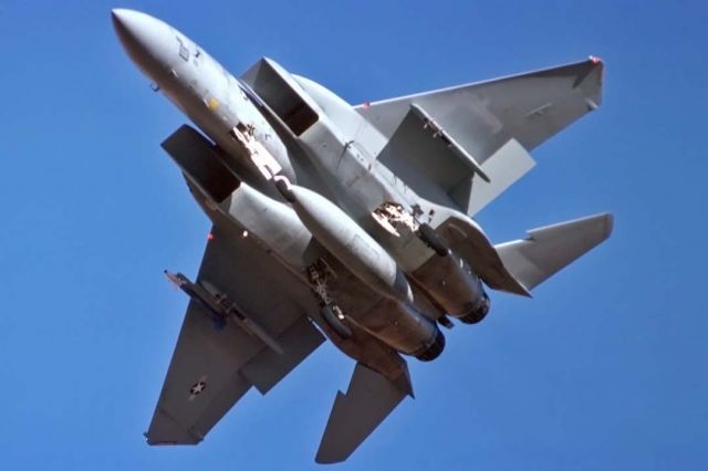 McDonnell Douglas F-15 Eagle — - This view of a McDonnell Douglas F-15A Eagle of the 58th Tactical Training Wing at Luke Air Force Base on December 17, 1979 makes the camber (curvature) of the wing leading edge easy to see.