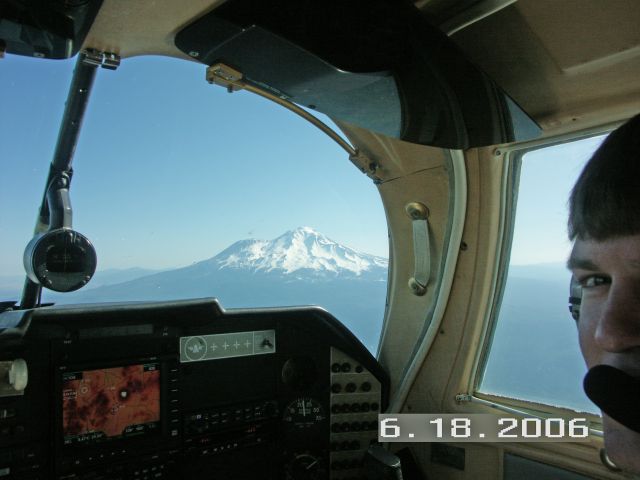 Mooney M-20 (N1156N) - Passing Mt. Shasta enroute MYV to Medford.  Note terrain display on MX20.