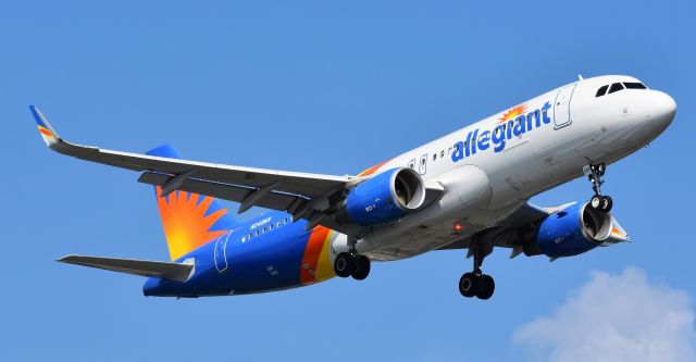 Airbus A320 (N249NV) - Still new Allegiant A320 on approach to 23R at RDU from MSY, 7/15/18.