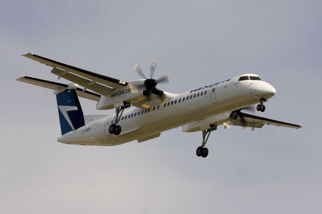 de Havilland Dash 8-400 (C-FOEN) - First Westjet Encore Q400 flight into CYXE earlier today.