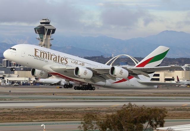 Airbus A380-800 (A6-EEP) - Taking off.