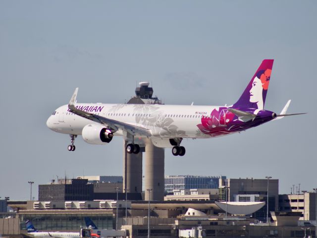 Airbus A321neo (N223HA) - (9/28/2019) N223HA Arrives in Boston on it's delivery flight from hamburg XFW. Before departing to PAE