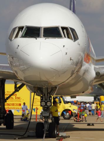 Boeing 757-200 (N937FD) - Waiting to be pulled at the annual Dulles Day Plane Pull