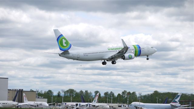 Boeing 737-800 (PH-HSG) - BOE932 (LN:4021) flies a missed approach over runway 16R during a flight test on 4/28/12.
