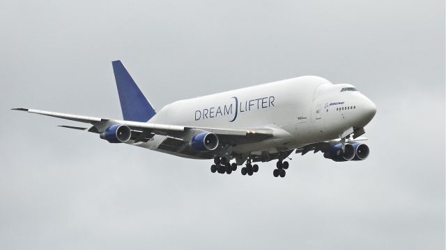 Boeing 747-400 (N718BA) - GTI4512 makes a low approach over runway 16R so the tower can make a visual inspection of the landing gear. This after declaring an emergency shortly after departing for RJGG / NGO on 3/12/13. (LN:932 cn 27042).