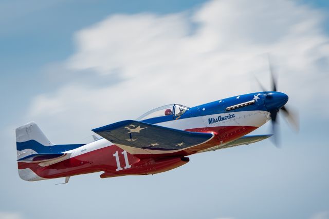 North American P-51 Mustang (N991R) - The P-51D Miss America flying by at the Star Spangled Salute at Tinker Air Force Base.