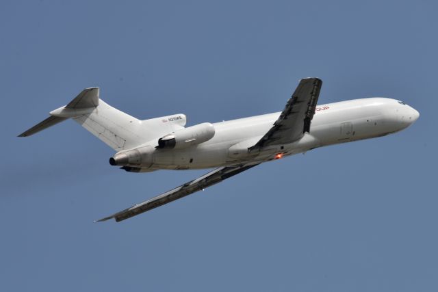 BOEING 727-200 (N215WE) - Line # 1830 out of 1832. S/N # 22936. Built in 1984 for FedEx, originally N215FE. Here she is, airborne after a surprisingly short takeoff run of less than 3000 feet. Climbed like a bat out of hell with it's tail on fire!. Departing 23-L on 07-15-21. Heading off to PTK