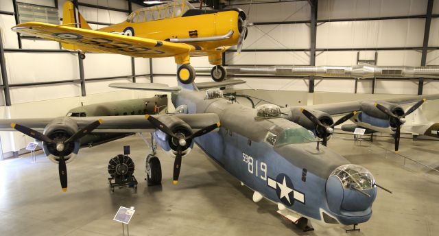 CONVAIR Privateer (59819) - At Pima Air and Space Museum, Tucson, AZ, 21 Apr 17.  More from their website:br /br /Manufacturer: CONSOLIDATEDbr /Markings: Patrol Bombing Squadron 120 (VPB-120), Shemya Island, Alaska, 1945br /Designation: PB4Y-2br /Registration: N3739Gbr /Serial Number: 59819br /br /CONSOLIDATED PB4Y-2 PRIVATEERbr /br /br /The Consolidated PB4Y-2 Privateer was a United States Navy long range patrol bomber derived from the Consolidated B-24 Liberator. At the outbreak of World War II the Navy lacked any long-range land based patrol bombers to conduct search, anti-submarine, and anti-shipping missions. In 1942 the navy put in a request for 977 B-24s designated PB4Y-1. While PB4Y-1s distinguished themselves in the Atlantic and the Pacific, it was still essentially a B-24 designed for high altitude missions, not low altitude patrol missions