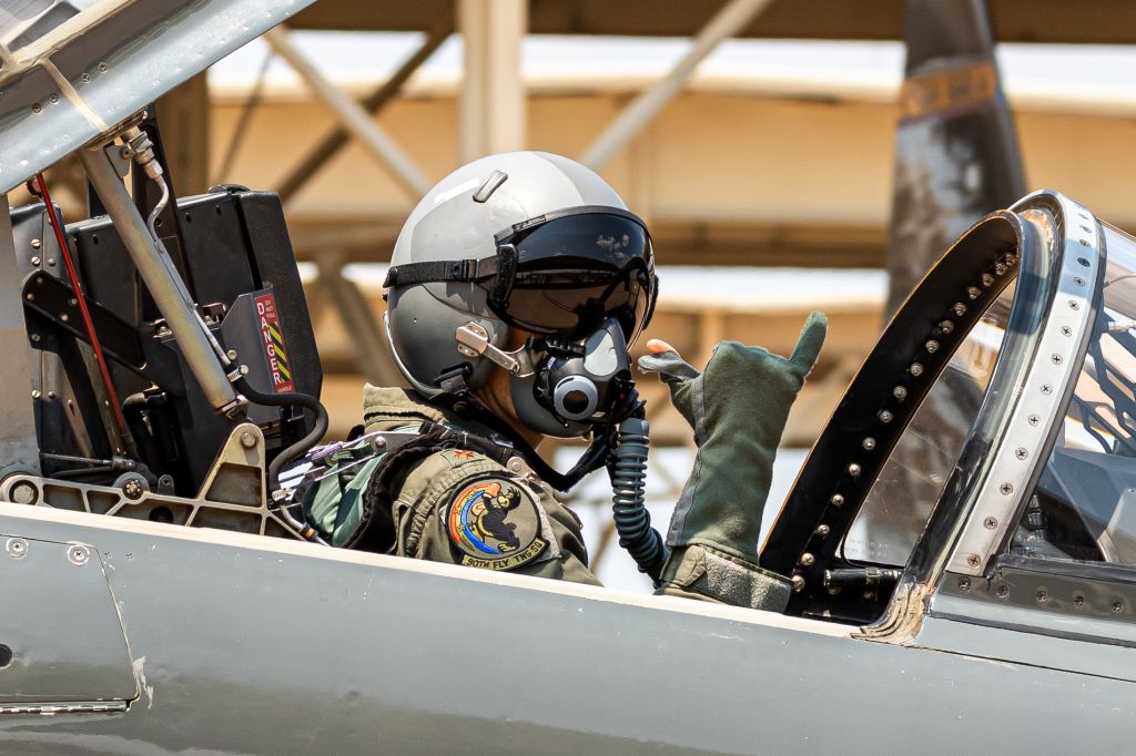 61-0863 — - Solo USAF pilot taxiing out in the glorified lawn dart.