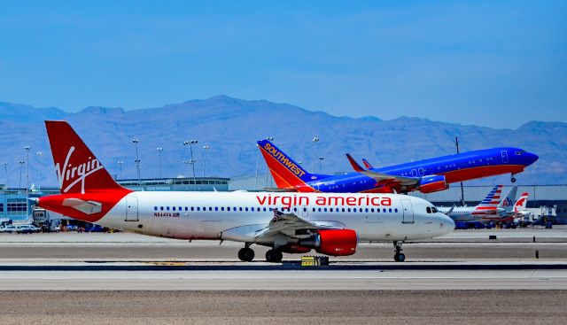 Airbus A320 (N844VA) - N844VA 2011 Virgin America Airbus A320-214 - cn 4851 "sol plane" - N8325D Southwest Airlines Boeing 737-8H4- cn 37003 / ln 4255br /br /Las Vegas - McCarran International (LAS / KLAS)br /USA - Nevada, June 2, 2016br /Photo: Tomás Del Coro