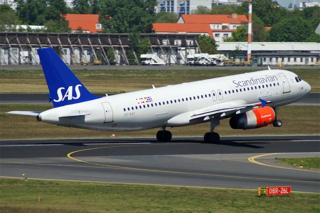 Airbus A320 (OY-KAY) - Airbus A320-232, Scandinavian Airlines(SAS), OY-KAY, EDDT airport Berlin-Tegel, 07.May 2018