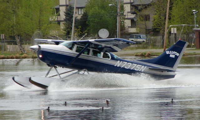 Cessna 206 Stationair (N7375N) - Cessna 206 of Ellison Air taking off from Lake Hood Anchorage