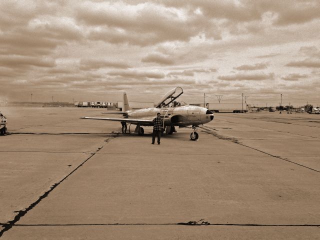 Lockheed T-33 Shooting Star (N82852) - T-33 Shooting Star, starting up at K-State Polytechnic Aircraft Ramp. Open House 2016.br /©2016 Nicholas Evenson Photography