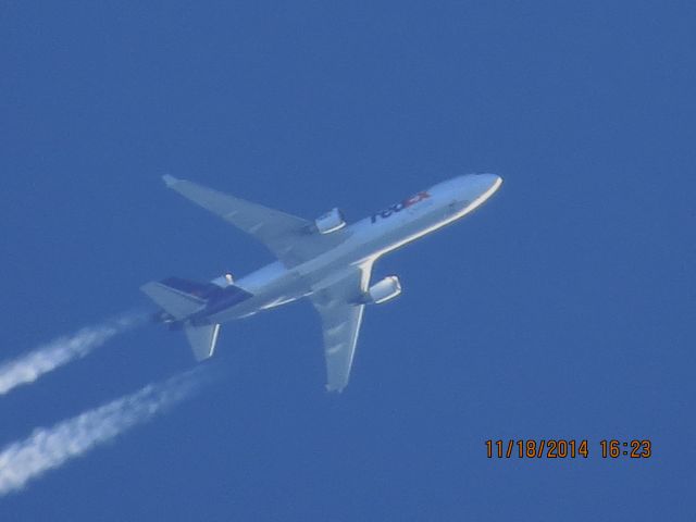 Boeing MD-11 (N618FE) - FedEx flight 907 from MEM to GEG over Baxter Springs Kansas (78KS) at 36,000 feet.