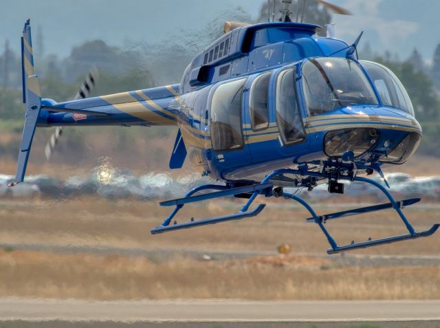 N407JT — - Bell model 407 landing at Livermore Municipal Airport, Livermore CA. August 2020