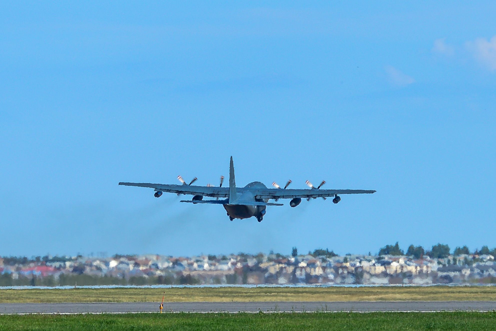 Lockheed C-130 Hercules (13-0341) - Lockheed C-130 Hercules departing runway 7/25 in YQU Grande Prairie, AB