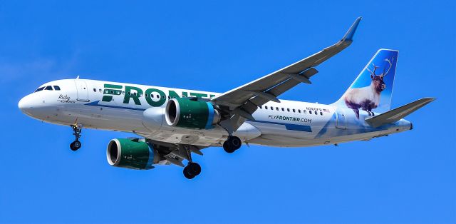 Airbus A320neo (N360FR) - N360FR Frontier Airlines Airbus A320-251NEO s/n 9180 "Ruby The Reindeer" - Las Vegas - McCarran International Airport (LAS / KLAS)br /USA - Nevada April 30, 2021br /Photo: Tomás Del Coro