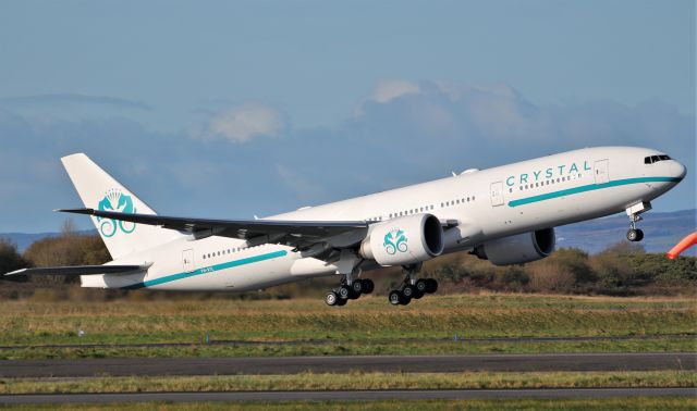 Boeing 777-200 (P4-XTL) - crystal luxury air b777-29m lr p4-xtl dep shannon for stansted 14/11/19.